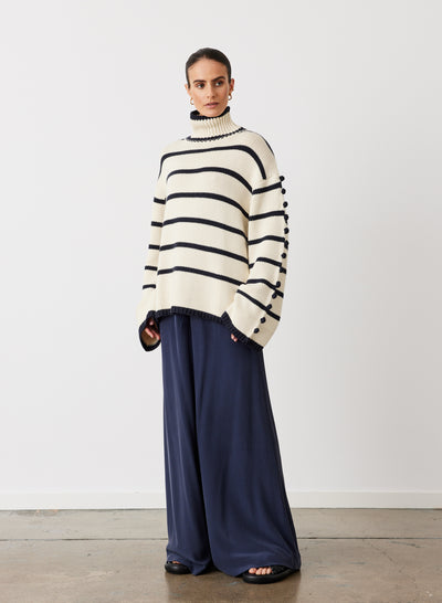MAUDE ORGANIC COTTON CASHMERE KNIT | NAVY STRIPE