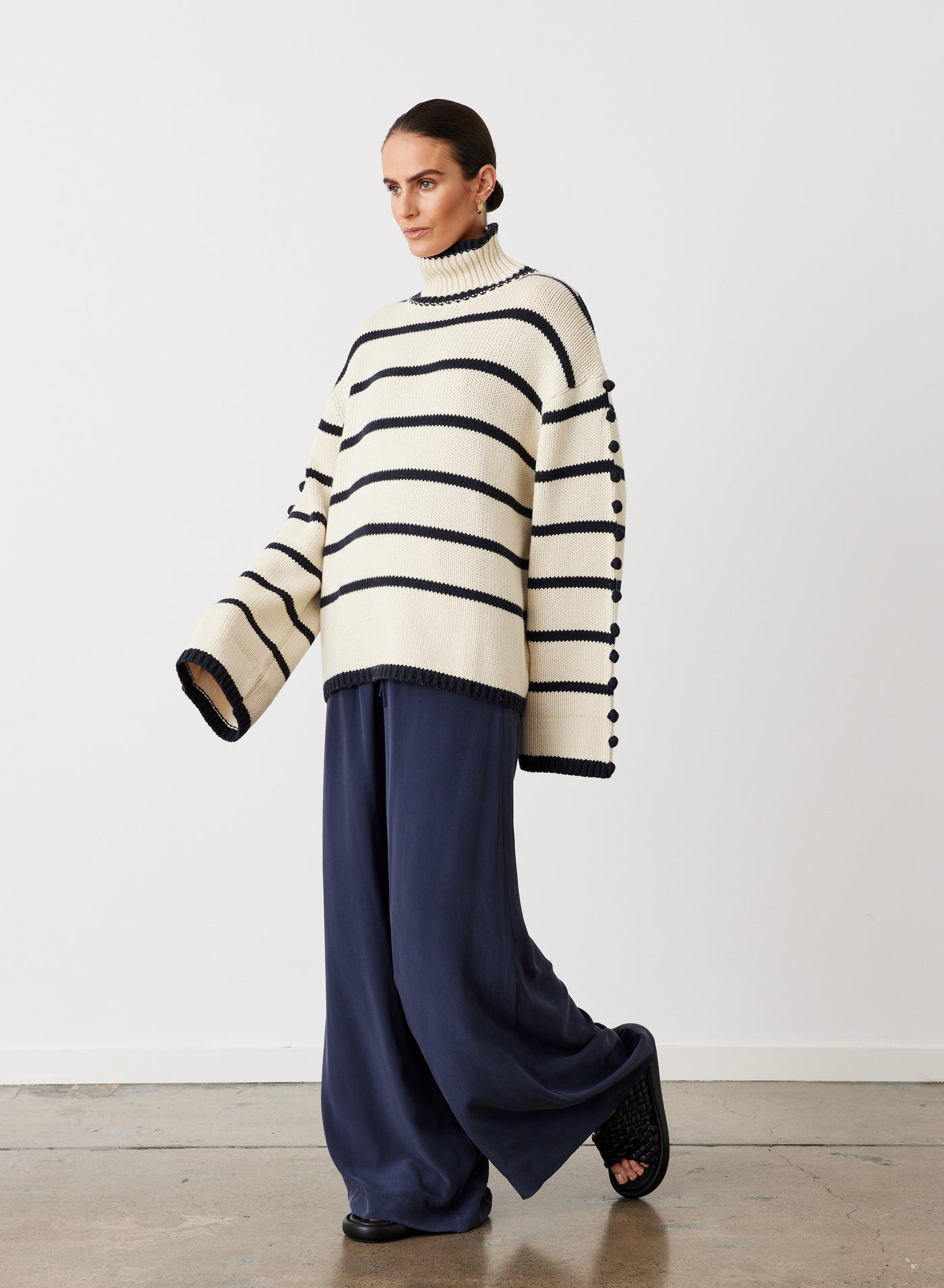 MAUDE ORGANIC COTTON CASHMERE KNIT | NAVY STRIPE