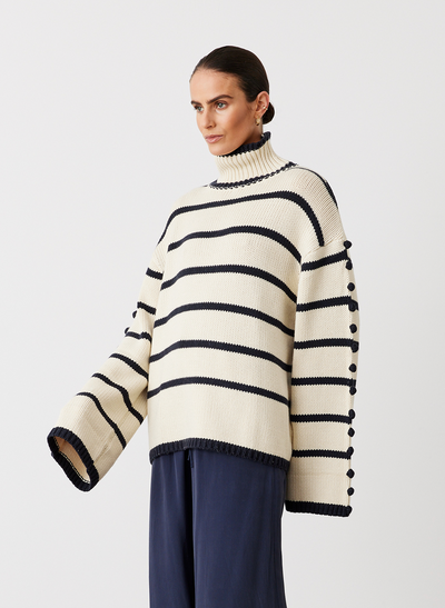 MAUDE ORGANIC COTTON CASHMERE KNIT | NAVY STRIPE