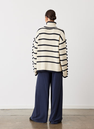 MAUDE ORGANIC COTTON CASHMERE KNIT | NAVY STRIPE
