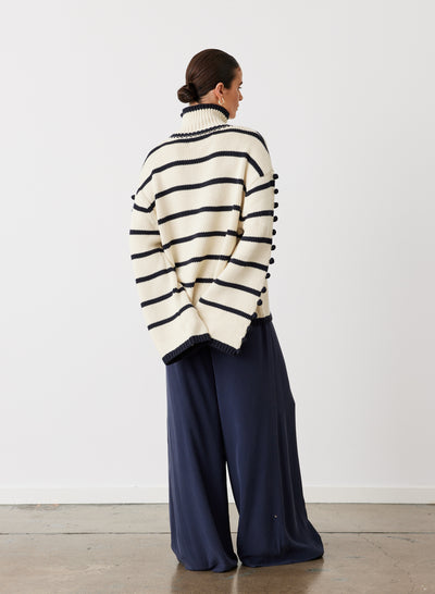 MAUDE ORGANIC COTTON CASHMERE KNIT | NAVY STRIPE