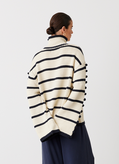 MAUDE ORGANIC COTTON CASHMERE KNIT | NAVY STRIPE