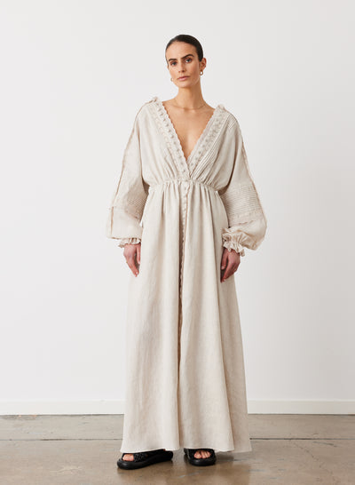 MELINDA 3.0 LINEN RAMIE MAXI DRESS | FLAX