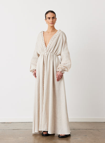 MELINDA 3.0 LINEN RAMIE MAXI DRESS | FLAX