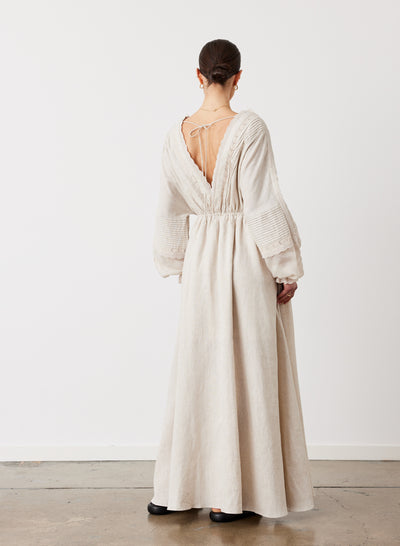 MELINDA 3.0 LINEN RAMIE MAXI DRESS | FLAX