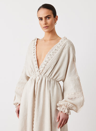 MELINDA 3.0 LINEN RAMIE MAXI DRESS | FLAX