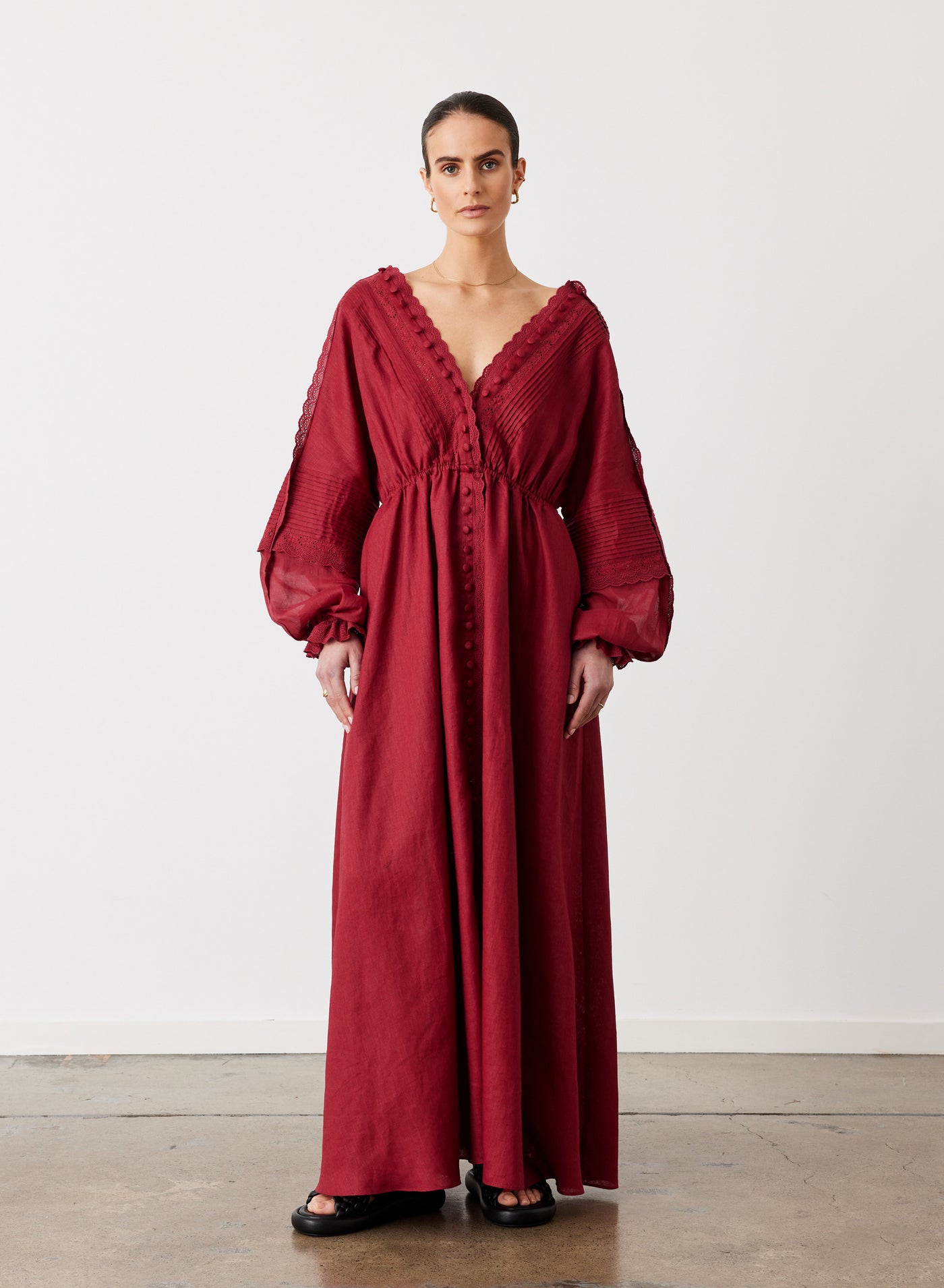 MELINDA 3.0 LINEN RAMIE MAXI DRESS | RHUBARB