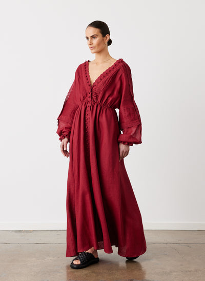 MELINDA 3.0 LINEN RAMIE MAXI DRESS | RHUBARB