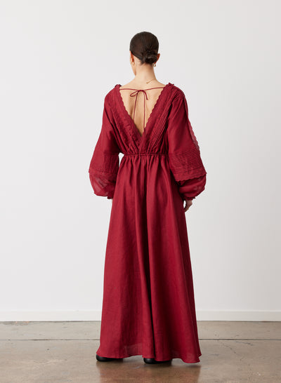 MELINDA 3.0 LINEN RAMIE MAXI DRESS | RHUBARB
