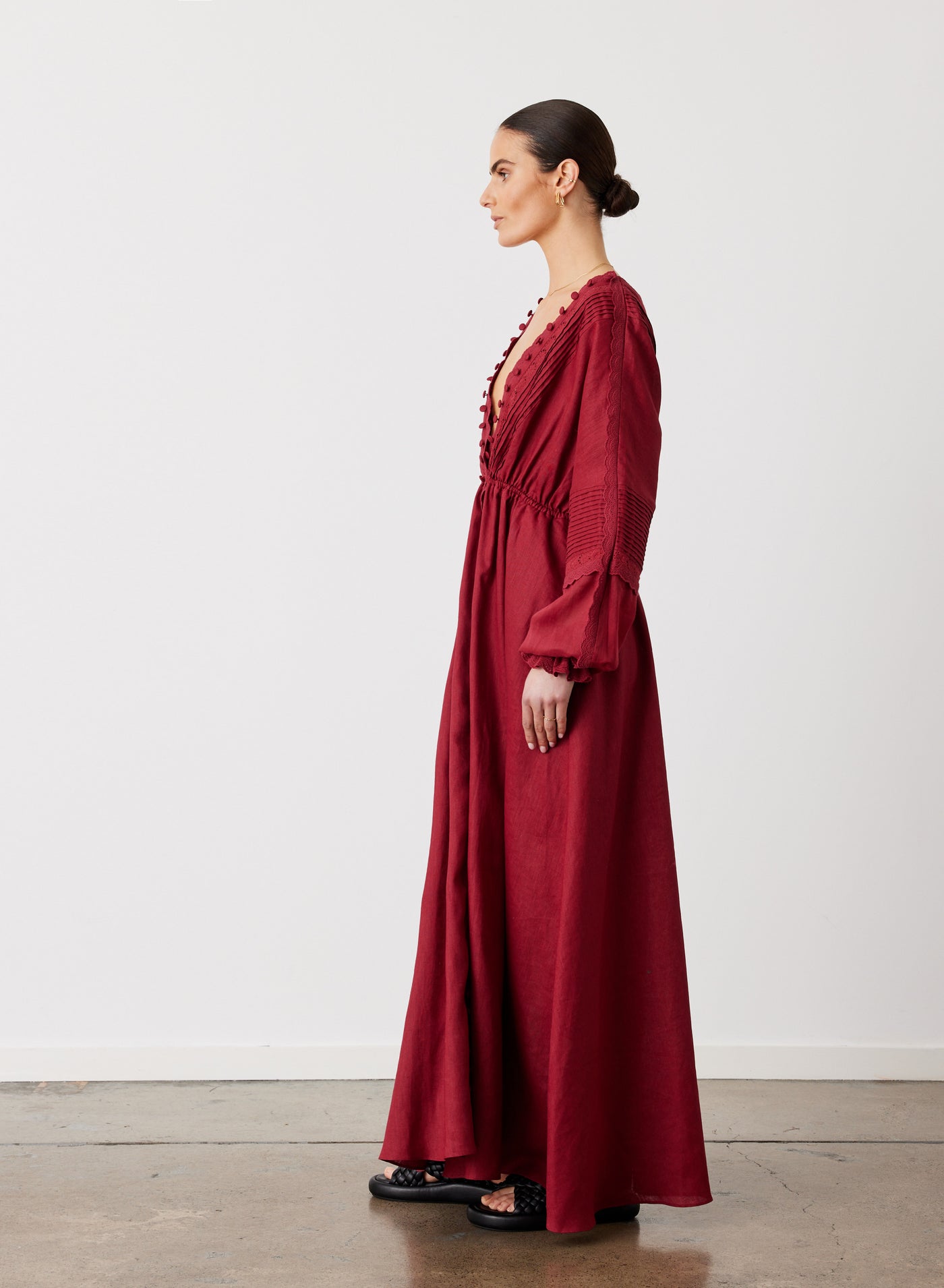 MELINDA 3.0 LINEN RAMIE MAXI DRESS | RHUBARB
