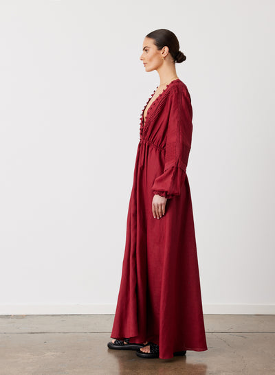 MELINDA 3.0 LINEN RAMIE MAXI DRESS | RHUBARB