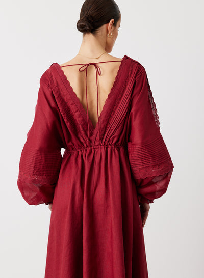 MELINDA 3.0 LINEN RAMIE MAXI DRESS | RHUBARB