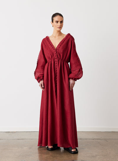 MELINDA 3.0 LINEN RAMIE MAXI DRESS | RHUBARB