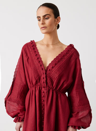 MELINDA 3.0 LINEN RAMIE MAXI DRESS | RHUBARB