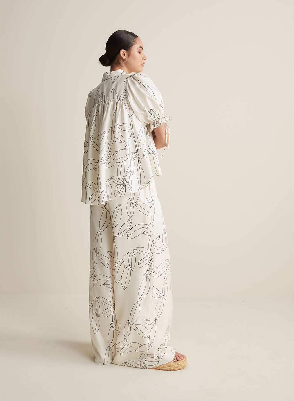 Sophia Silk Pant | Ficus Leaf Print