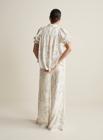 Sophia Silk Pant | Ficus Leaf Print