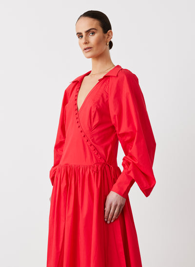 PHOEBE ORGANIC COTTON MIDI WRAP DRESS