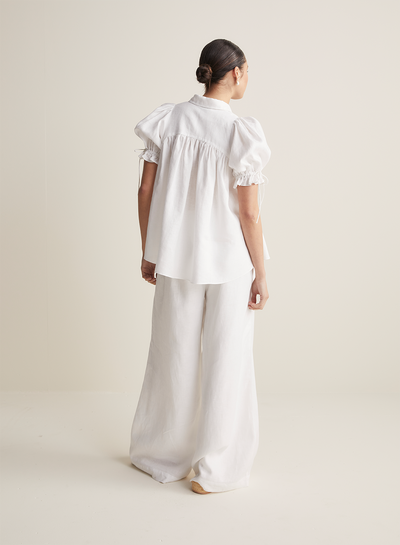 Sara Linen Shirt | Optical White