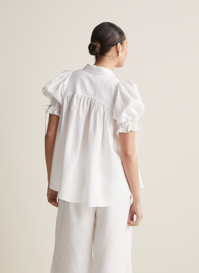 Sara Linen Shirt | Optical White