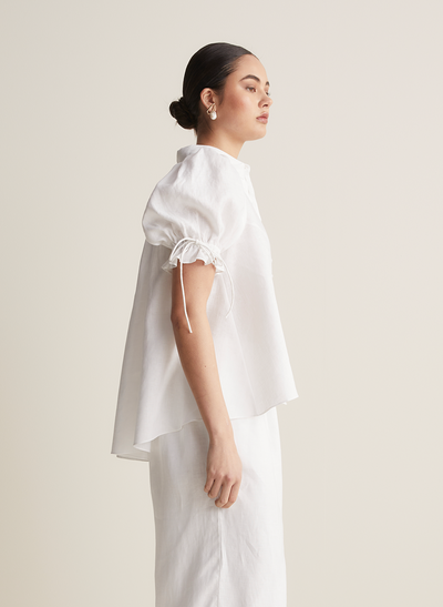 Sara Linen Shirt | Optical White
