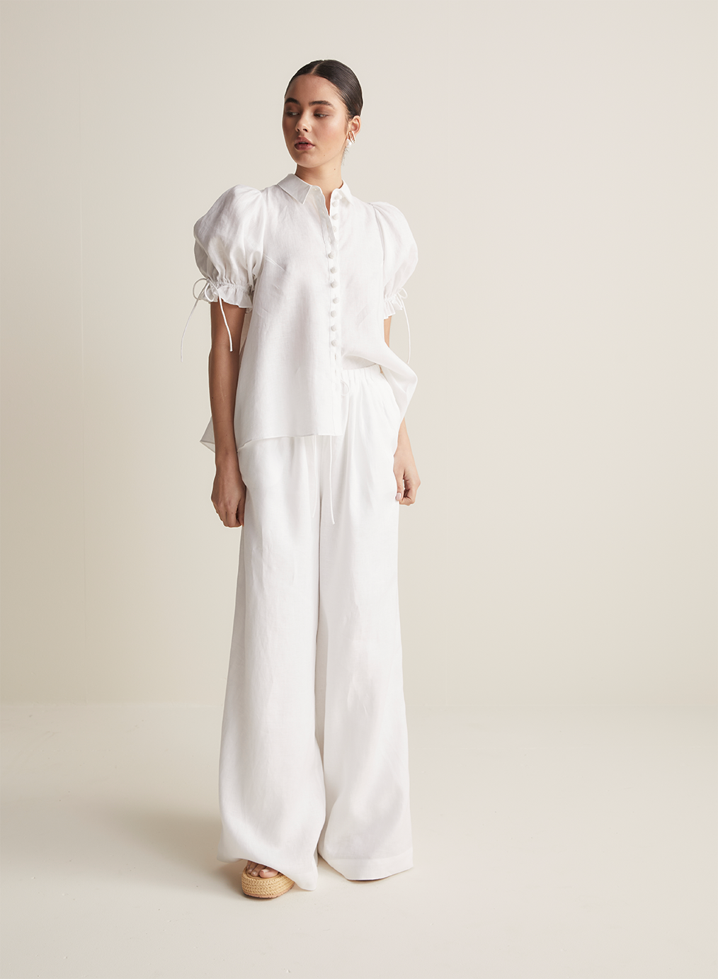 Sara Linen Shirt | Optical White