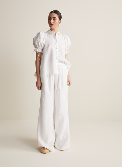 Sara Linen Shirt | Optical White