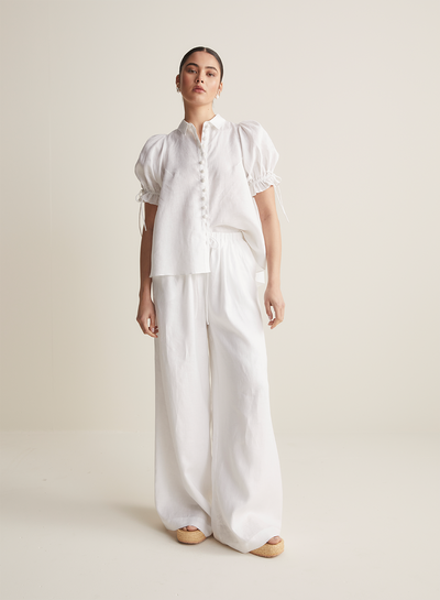 Sara Linen Shirt | Optical White