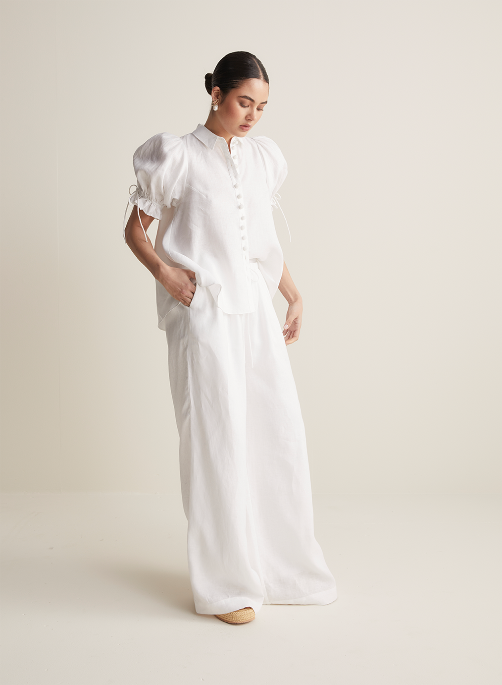 Sara Linen Shirt | Optical White