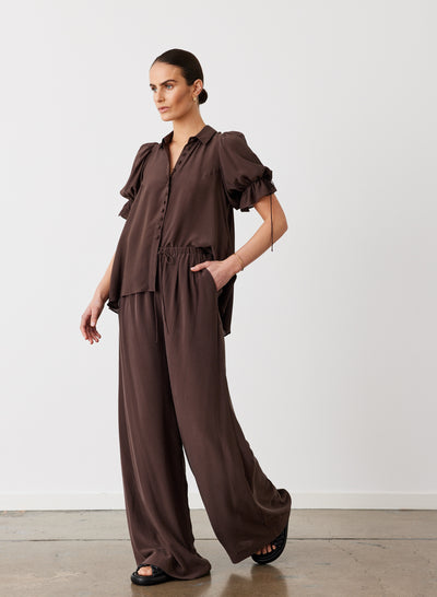 SARA SILK SHIRT | CHOCOLATE