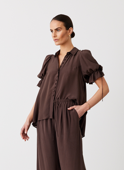 SARA SILK SHIRT | CHOCOLATE