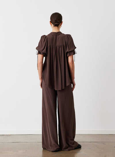 SARA SILK SHIRT | CHOCOLATE