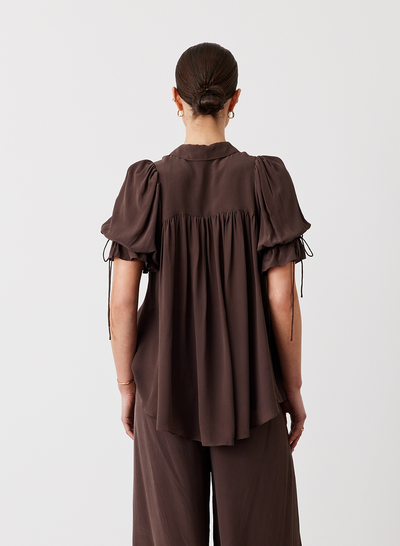 SARA SILK SHIRT | CHOCOLATE