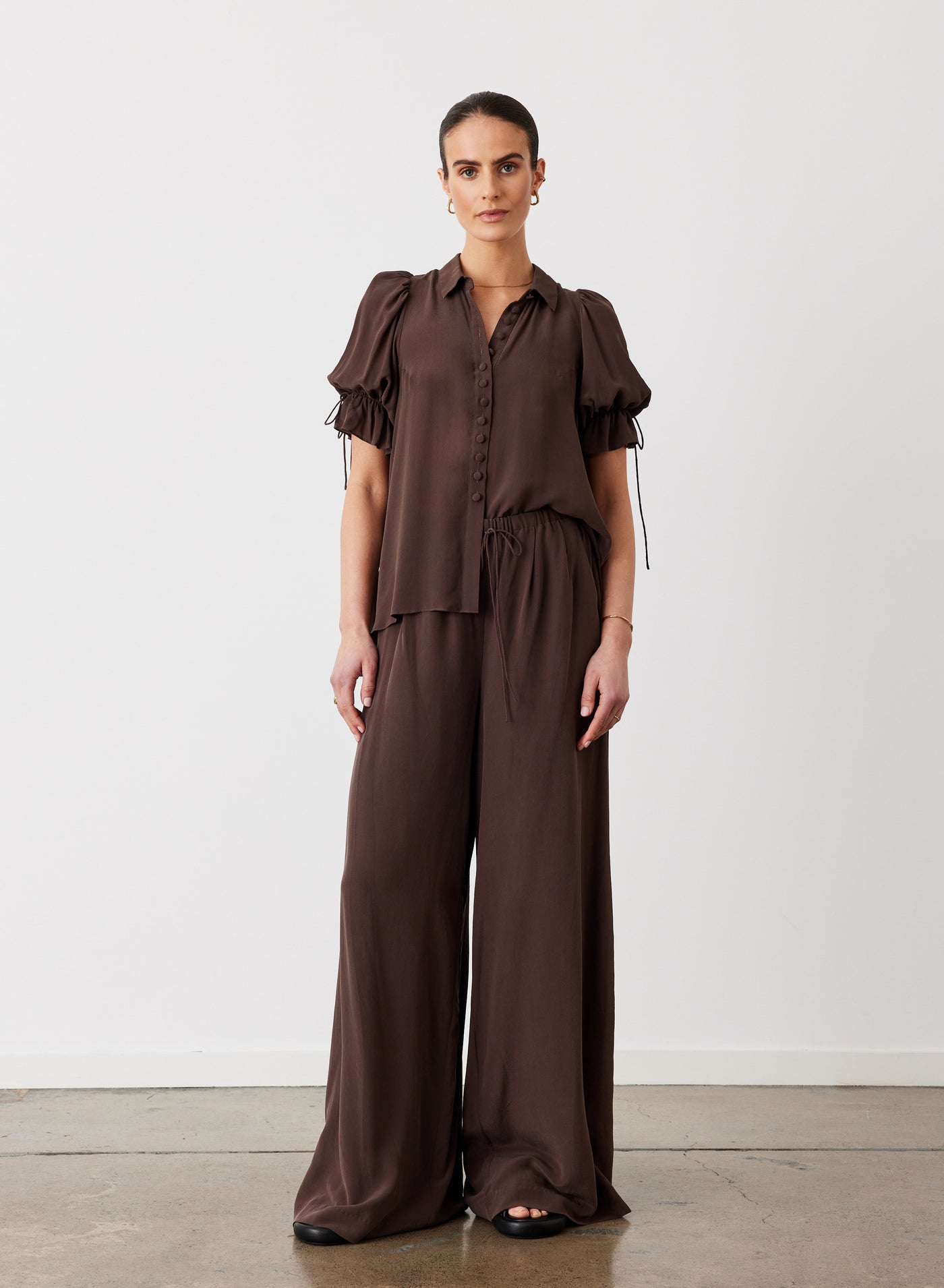 Sara Silk Shirt | Chocolate