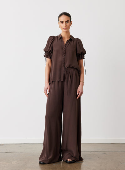SARA SILK SHIRT | CHOCOLATE
