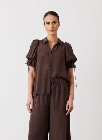 Sara Silk Shirt | Chocolate