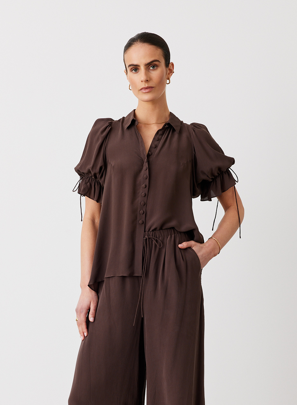 Sara Silk Shirt | Chocolate