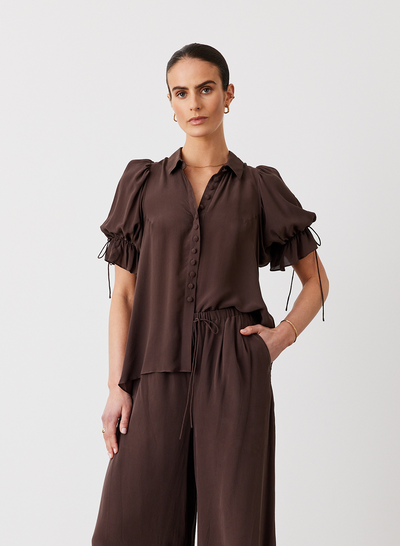 SARA SILK SHIRT | CHOCOLATE