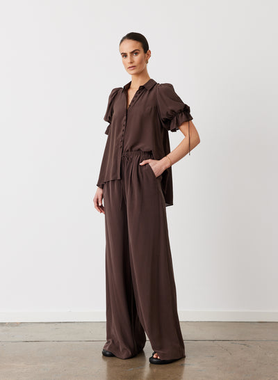 SARA SILK SHIRT | CHOCOLATE