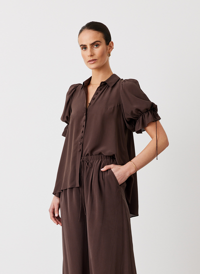 SARA SILK SHIRT | CHOCOLATE