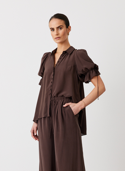 Sara Silk Shirt | Chocolate