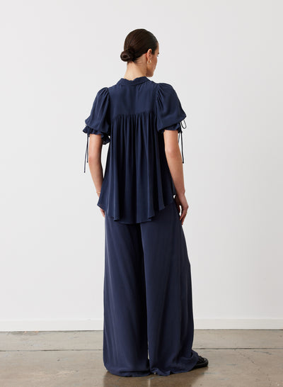 Sophia Silk Palazzo Pant | Navy