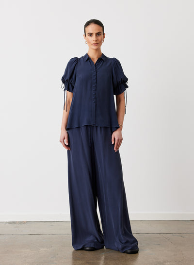 Sophia Silk Palazzo Pant | Sandwash Navy