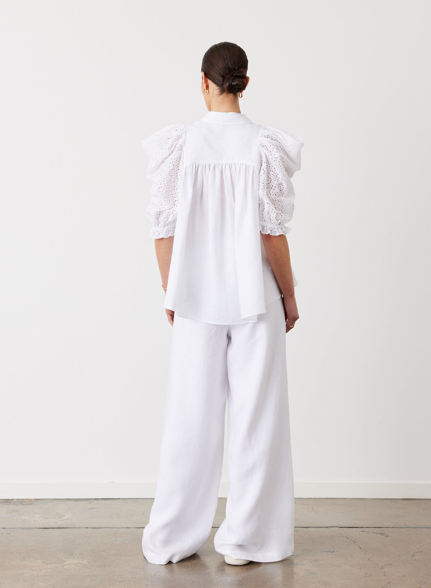 Sienna Linen Cotton Broderie Shirt | Optical White