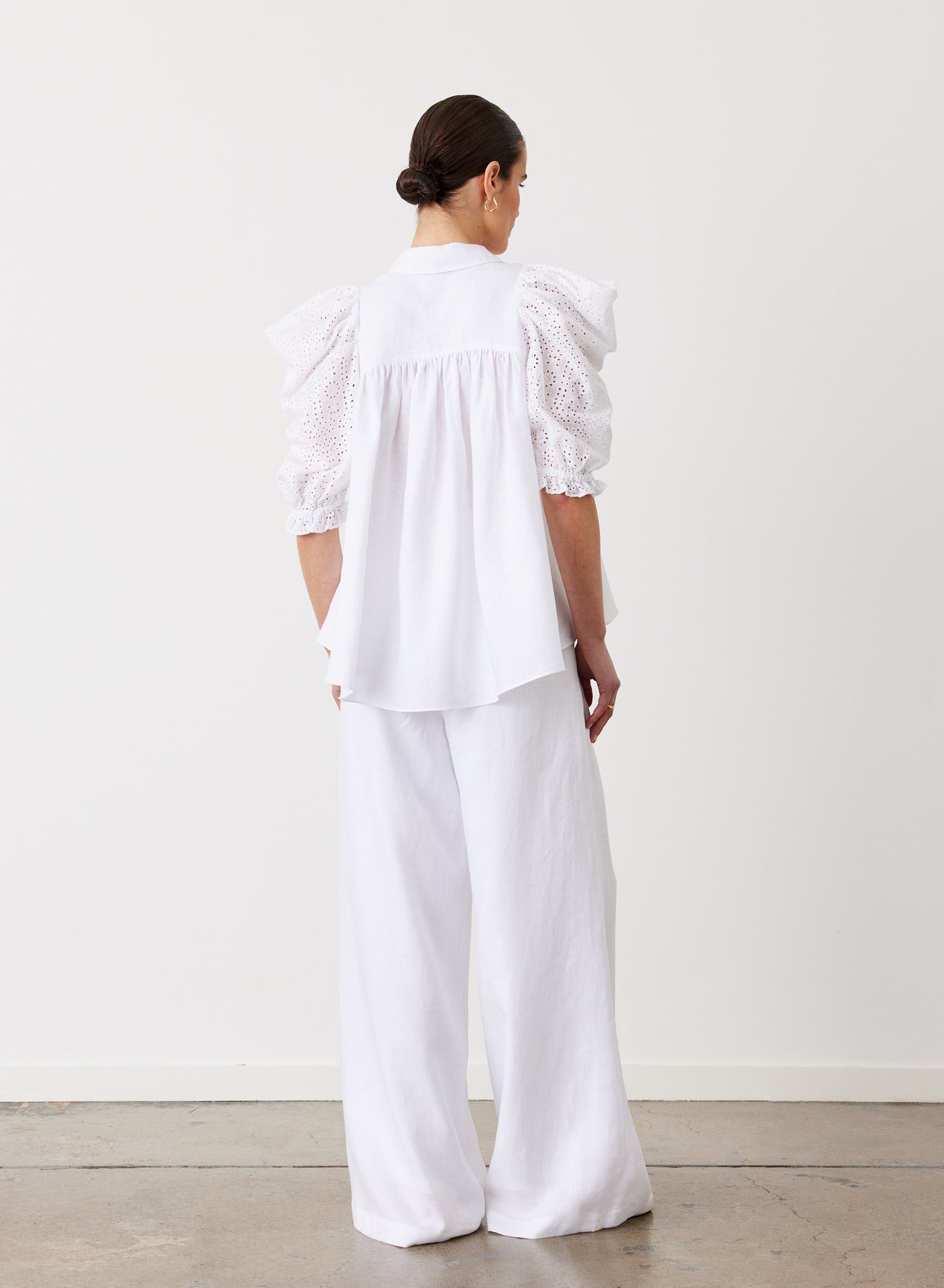 Sienna Linen Cotton Broderie Shirt | Optical White