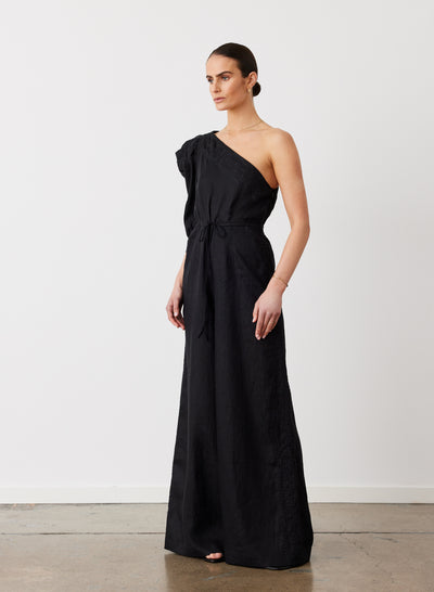 VALENTINA LINEN JUMPSUIT | BLACK
