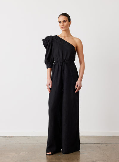 VALENTINA LINEN JUMPSUIT | BLACK