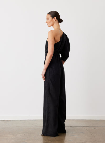 VALENTINA LINEN JUMPSUIT | BLACK