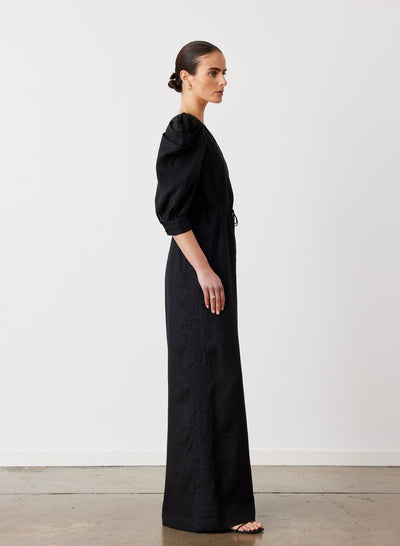 VALENTINA LINEN JUMPSUIT | BLACK