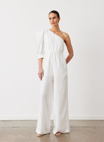 VALENTINA LINEN JUMPSUIT | CREAM
