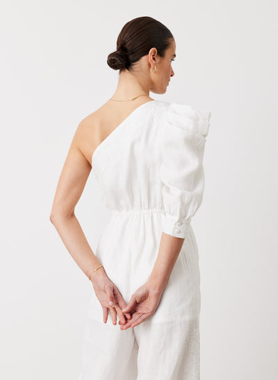 VALENTINA LINEN JUMPSUIT | CREAM